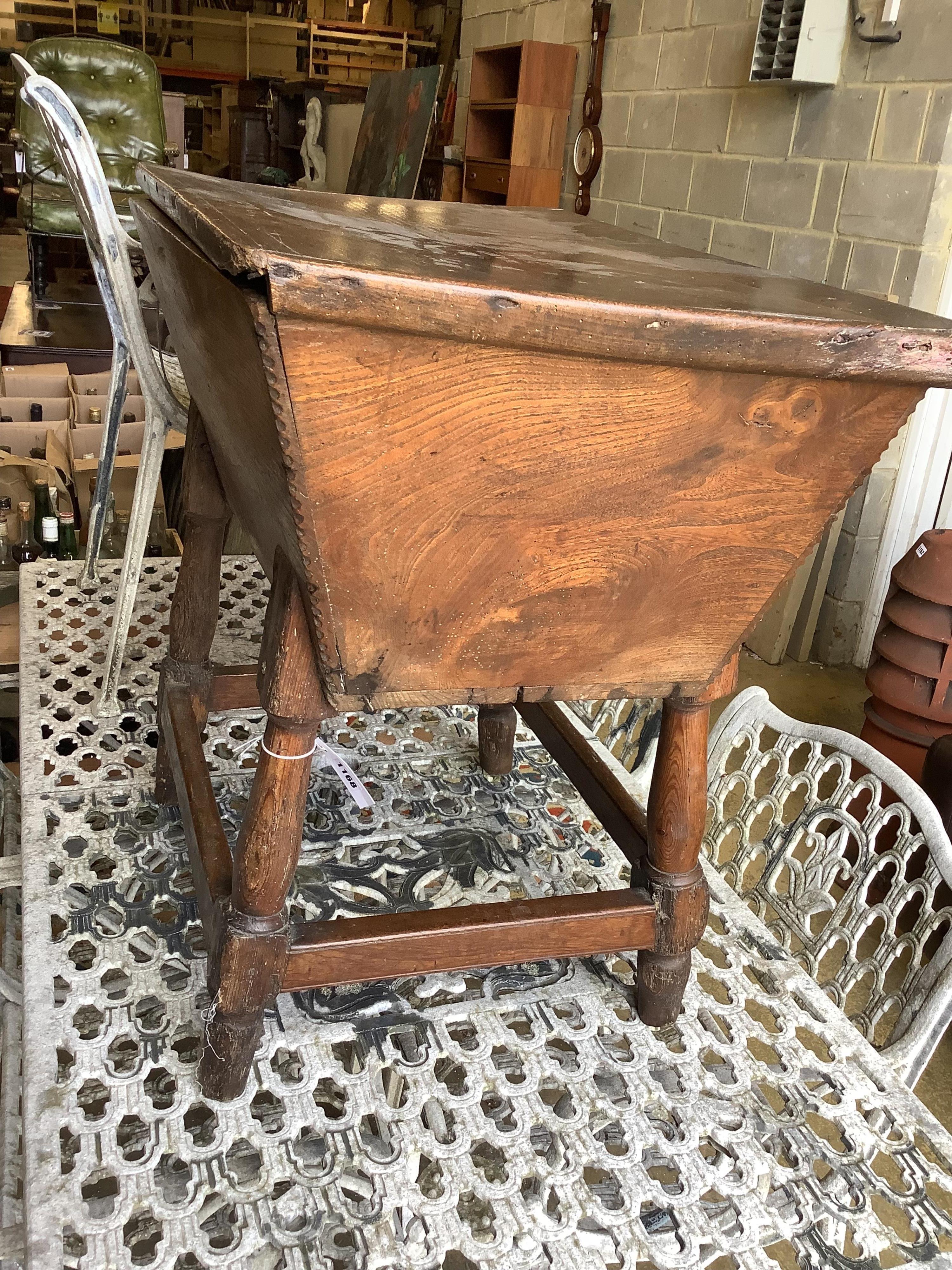 A small 18th century elm dough bin, width 79cm, depth 50cm, height 74cm